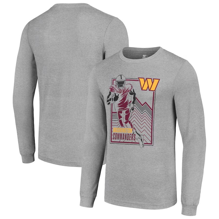 Men Washington Commanders grey 2024 NFL Long sleeve T Shirts